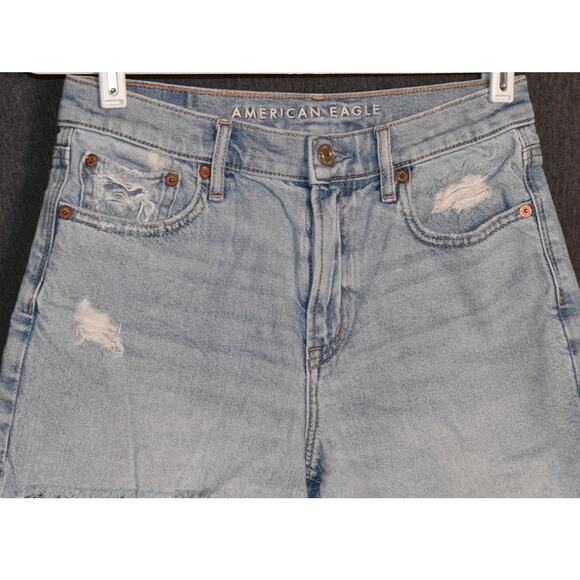 American Eagle Outfitters Women's 2 Strigid Distressed Jean Shorts Jorts Denim - Picture 2 of 11